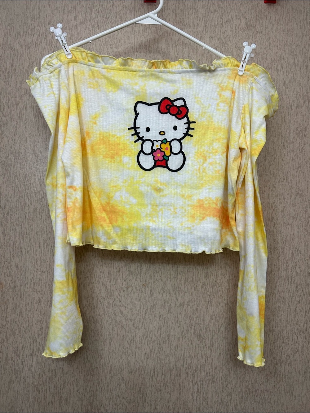 Hello Kitty - Yellow Off the Shoulder Long Sleeve Top - Size 3XL NWOT